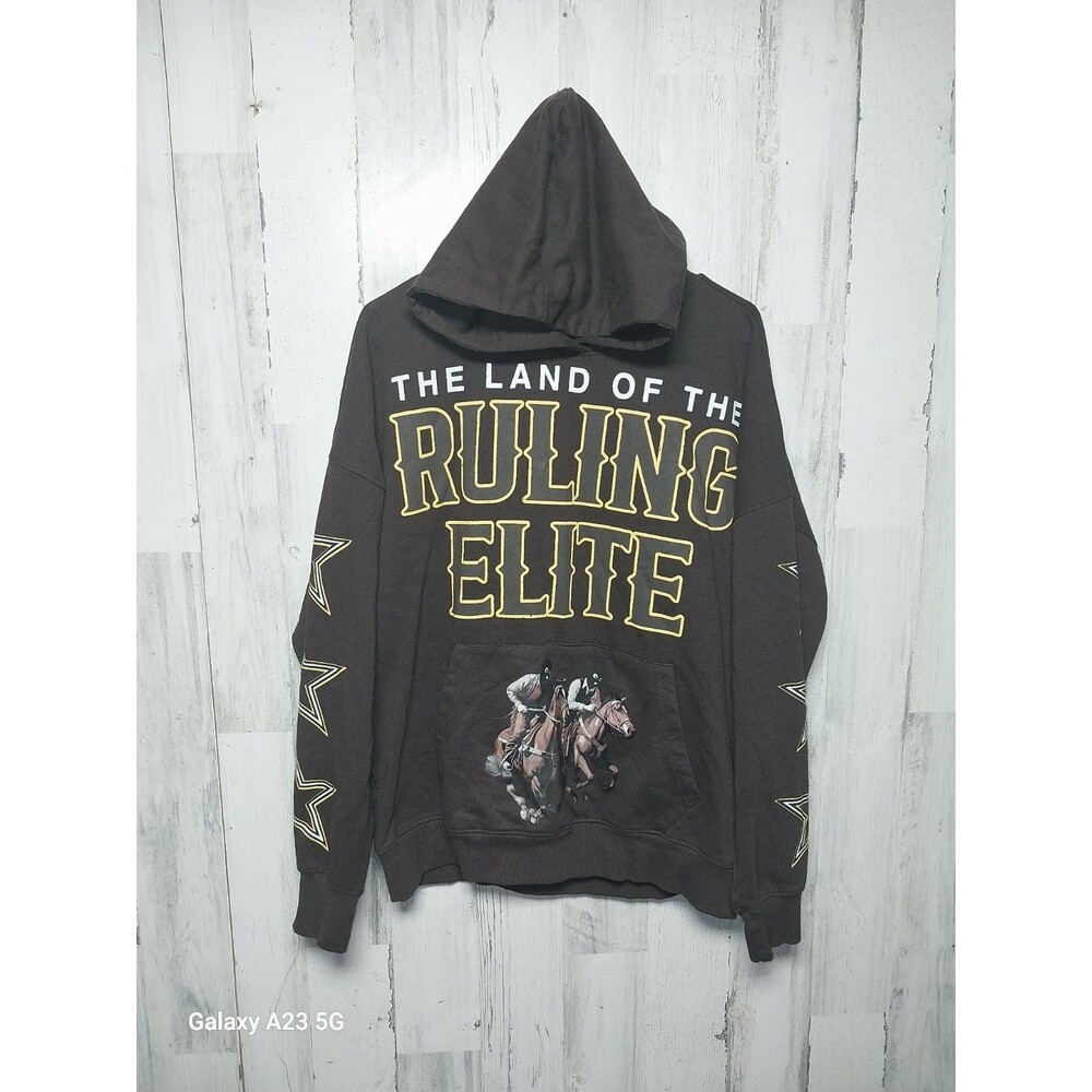 Crooks & Castles Hoodie Mens Large Brown Ruling Elite Graphic Star Sleeve Hooded
